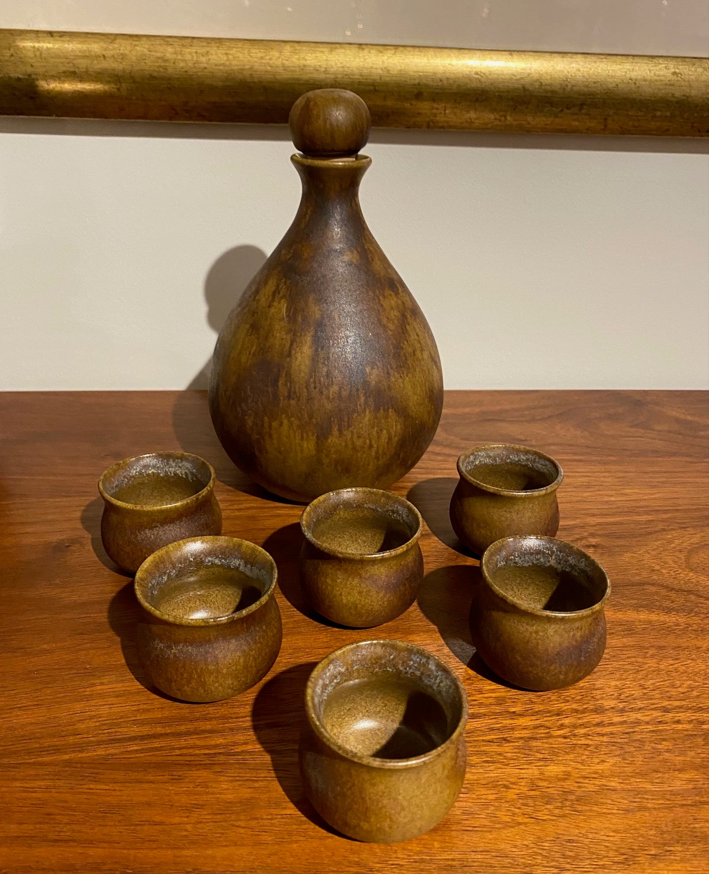 Grove Pottery Sake set with 6 cups- Cook Street Vintage