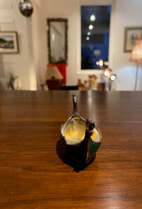 Norwegian Sterling Silver and Enamel  Salt Cellar Boat