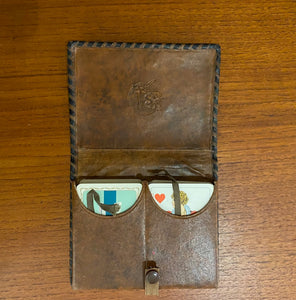 Vintage Swedish Leather Playing Card Holder with Original Cards- Cook Street Vintage