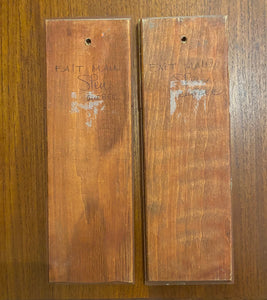 Reverse side of Set of 2 Jean Jacques SPENARD Red Clay Quebec Pottery Tile Plaque. Marked "Fait main, Spen, Quebec",  on reverse- Cook Street Vintage