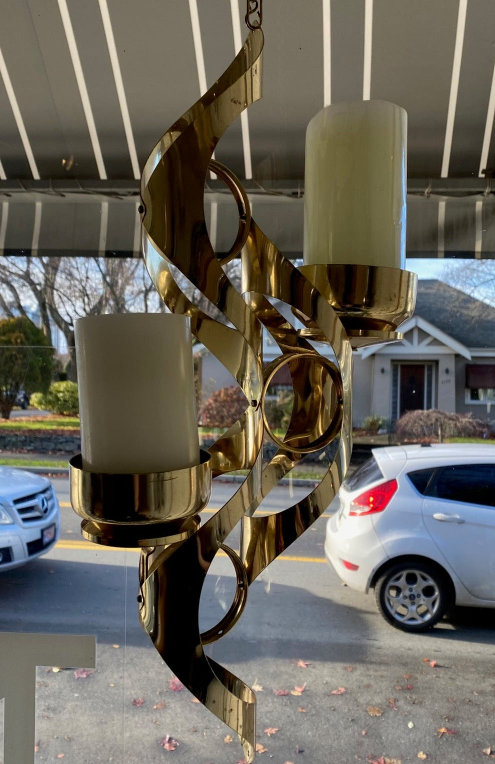 MCM Gold Sculptural Hanging Candle Holder- Cook Street Vintage