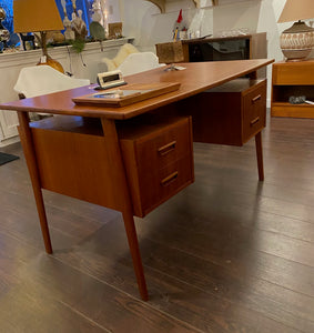 MCM Teak Executive Desk with Floating Top