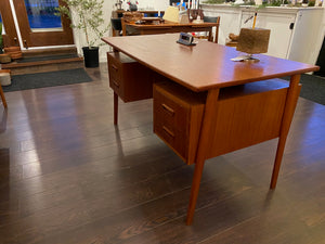 MCM Teak Executive Desk with Floating Top