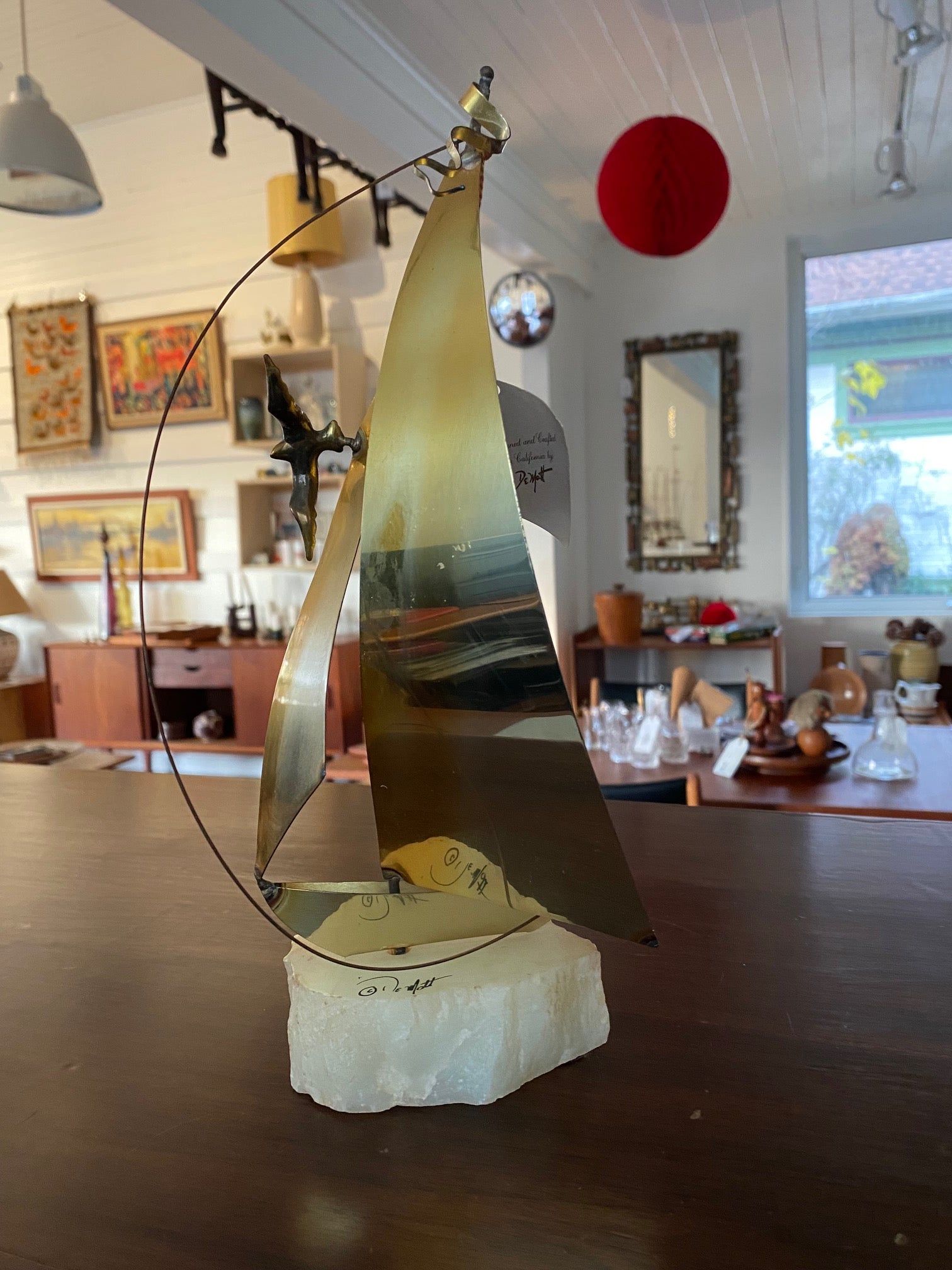 1975 DeMott Metal Sailboat Sculpture- Cook Street Vintage