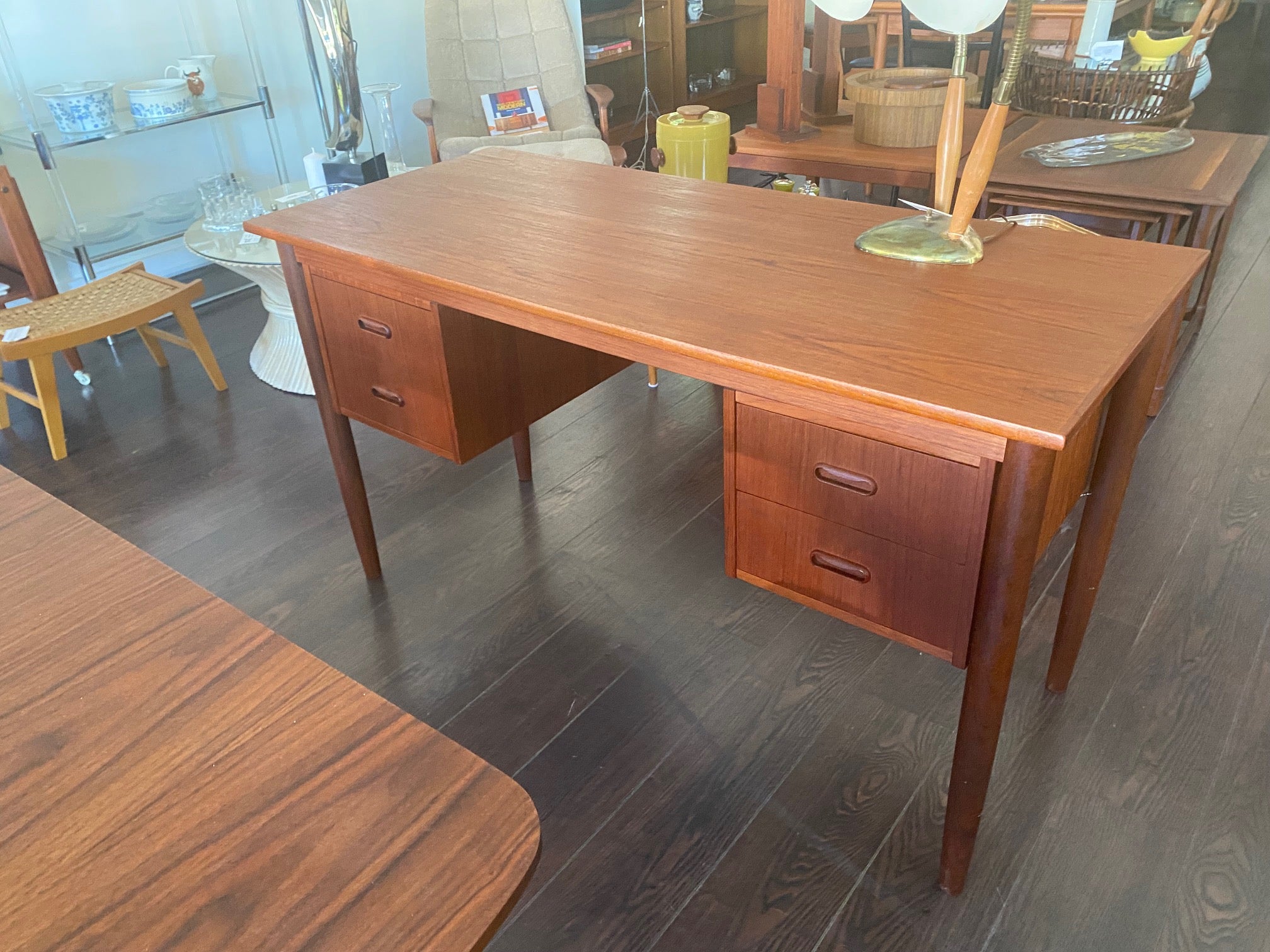 Vintage Teak Desk with Drawers