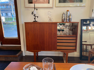 Teak Bar with Sliding Doors and Mirrored Interior