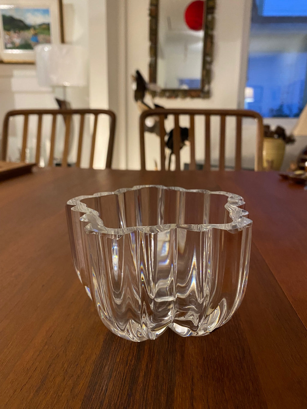 Small Anna Ehrner Kosta Crystal Glass bowl. Signed Kosta 58027 Ehrner- Cook Street Vintage