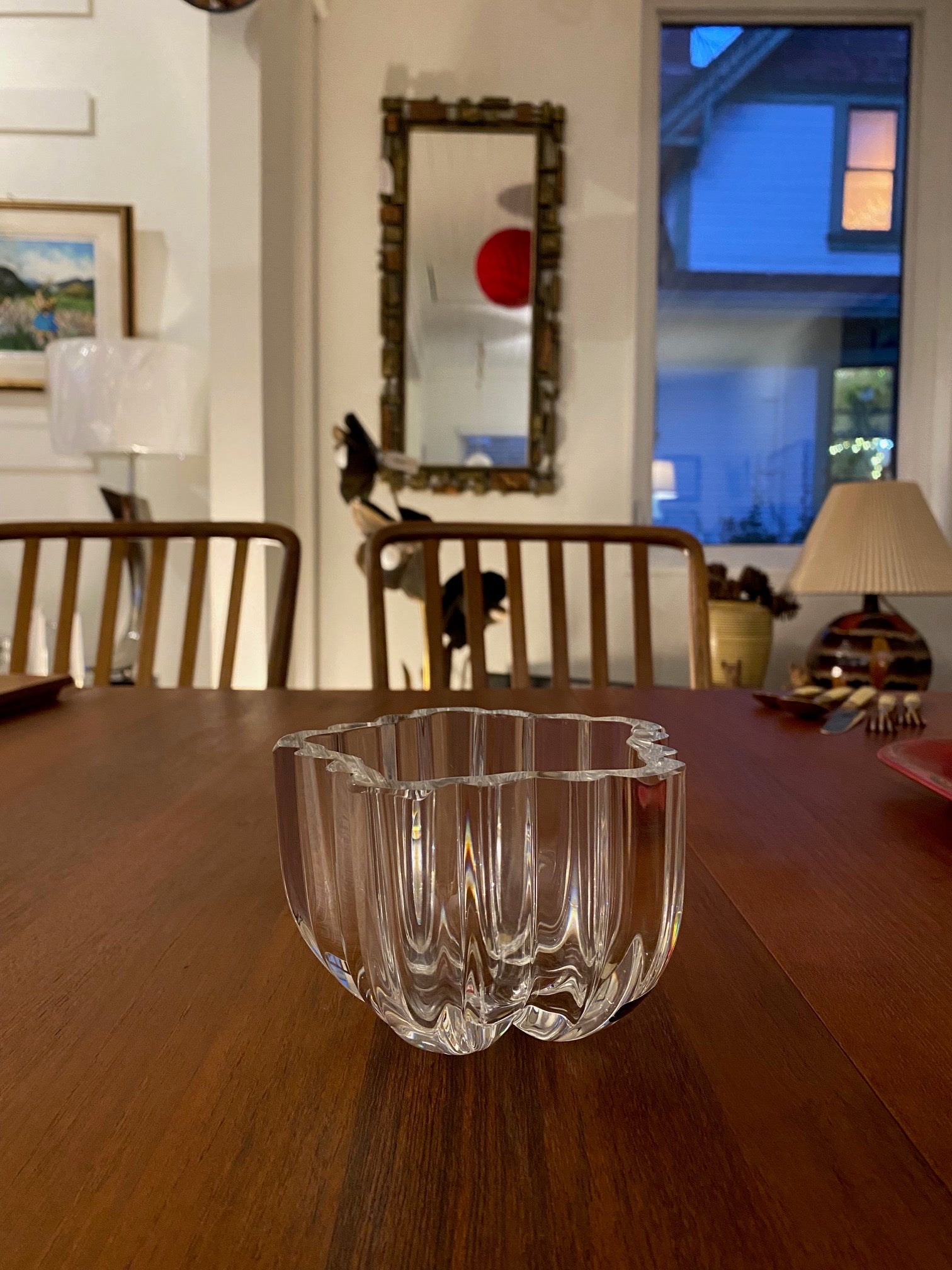 Small Anna Ehrner Kosta Crystal Glass bowl. Signed Kosta 58027 Ehrner- Cook Street Vintage