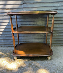 Vintage Ercol 3-Tier Walnut Trolley