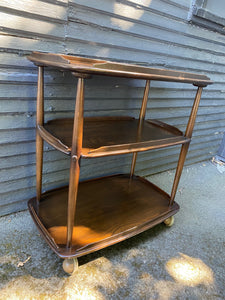 Vintage Ercol 3-Tier Walnut Trolley