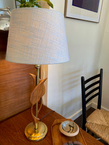 Vintage Teak and Brass Lamp