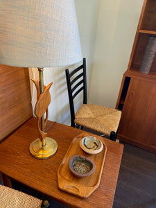 Vintage Teak and Brass Lamp