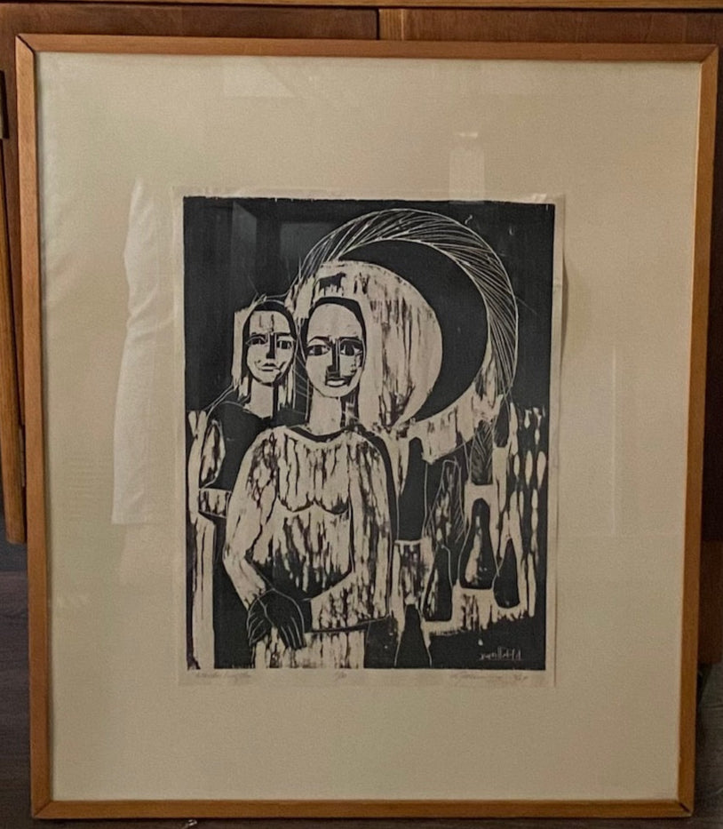 midcentury "Wanderlings" Woodcut by Kay Fallows Hargreaves- Cook Street Vintage