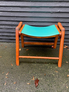 Vintage Footstool With Vinyl Seat