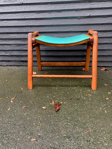 Vintage Footstool With Vinyl Seat