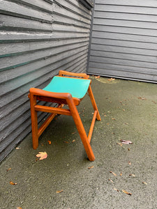 Vintage Footstool With Vinyl Seat