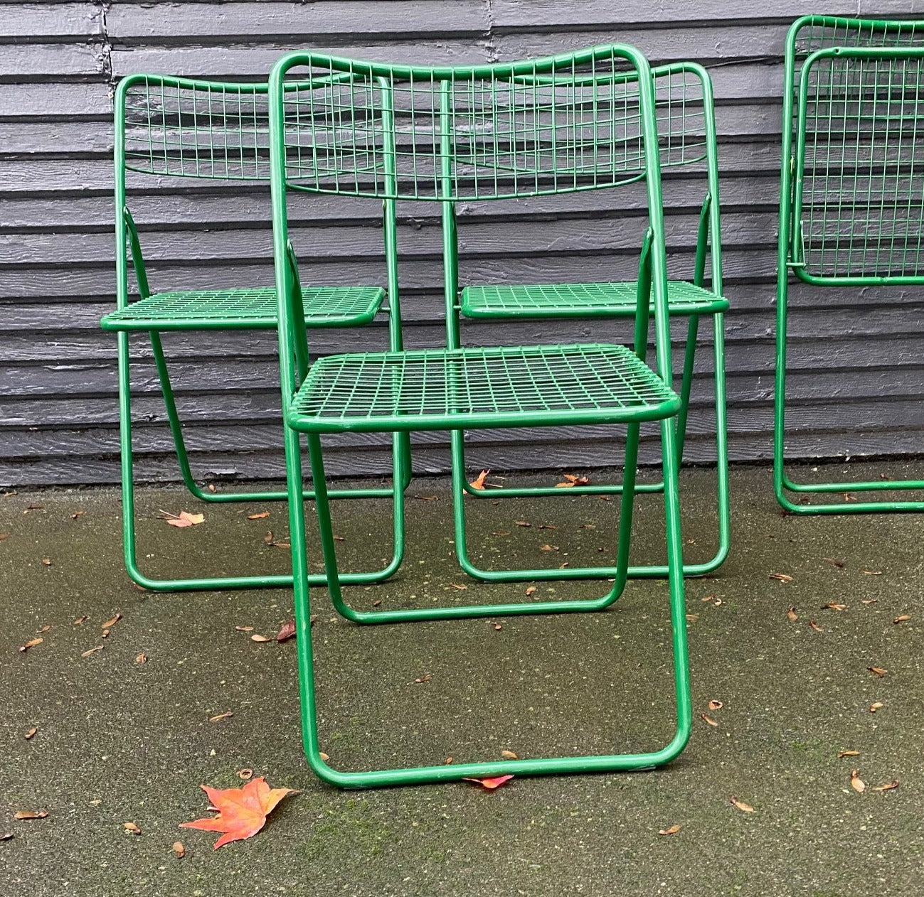 Set of 4 1970s Ted Net Chairs in green. Designed by Niels Gammelgaard for IKEA-Cook Street Vintage