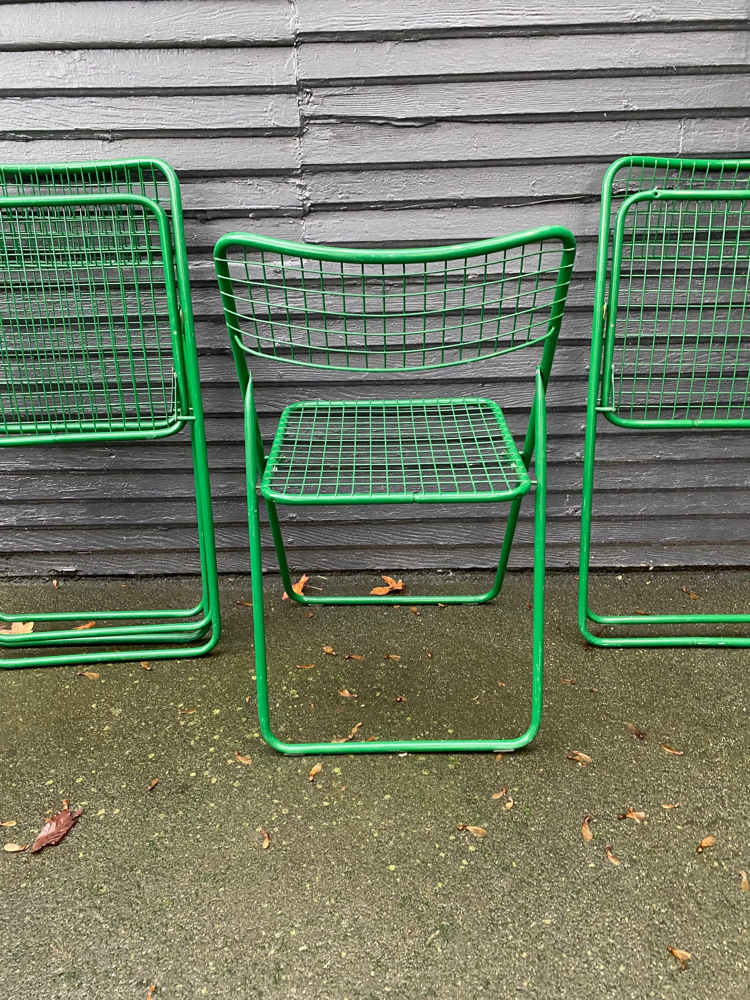 back of Set of 4 1970s Ted Net Chairs in green. Designed by Niels Gammelgaard for IKEA-Cook Street Vintage