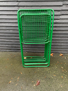 Stacked Set of 4 1970s Ted Net Chairs in green. Designed by Niels Gammelgaard for IKEA-Cook Street Vintage