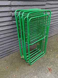 Stacked Set of 4 1970s Ted Net Chairs in green. Designed by Niels Gammelgaard for IKEA-Cook Street Vintage