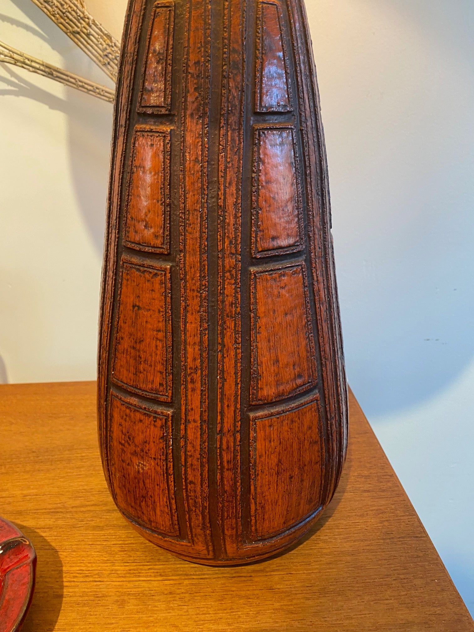 MCM Lamp inBurnt Orange and Geometric Pattern