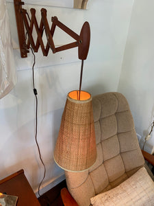 Teak Wall Lamp with Accordion Arm