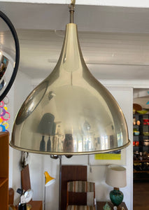 Silhuet pendant designed by Jo Hammerbord. Brass swag with white painted interior and chain covered cord. Made in Denmark by Fog &amp; Morup- Cook Street Vintage