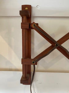 Teak Wall Lamp with Accordion Arm