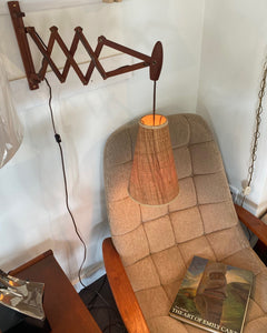 Teak Wall Lamp with Accordion Arm