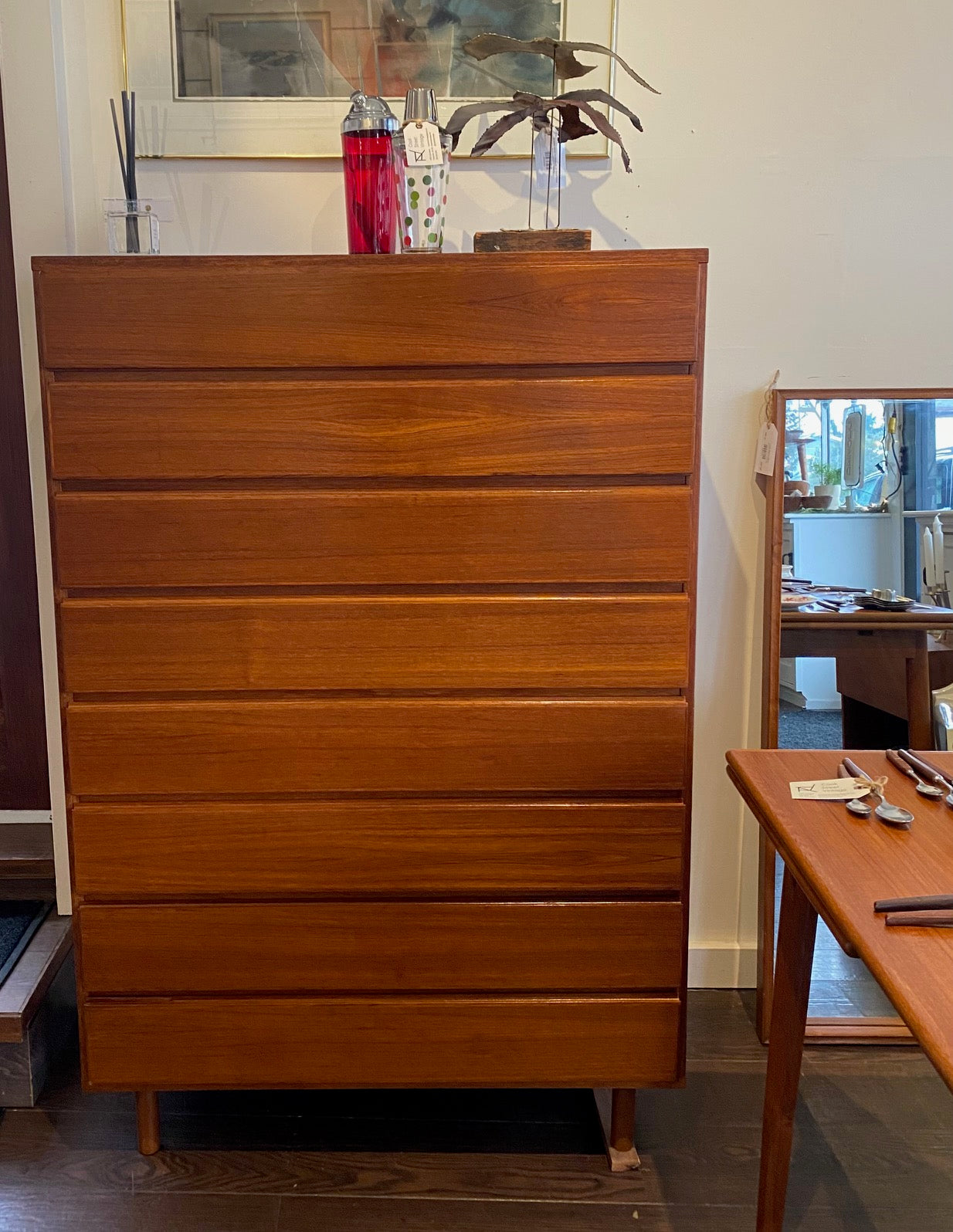 Gorgeous Teak 8 Drawer High Boy Dresser