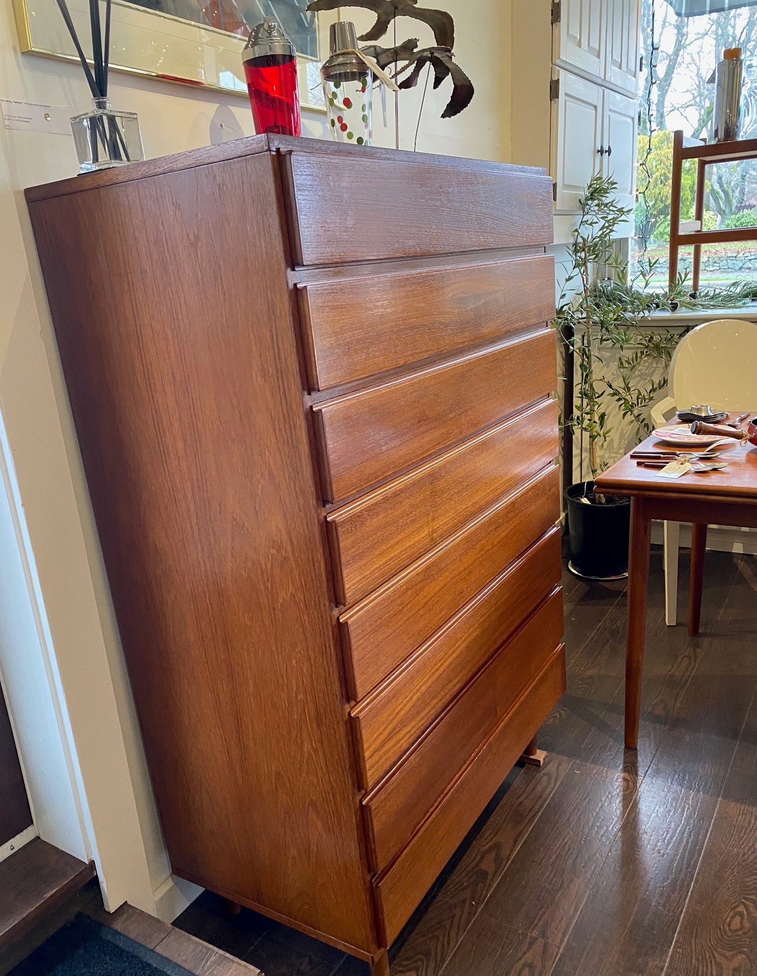 Gorgeous Teak 8 Drawer High Boy Dresser