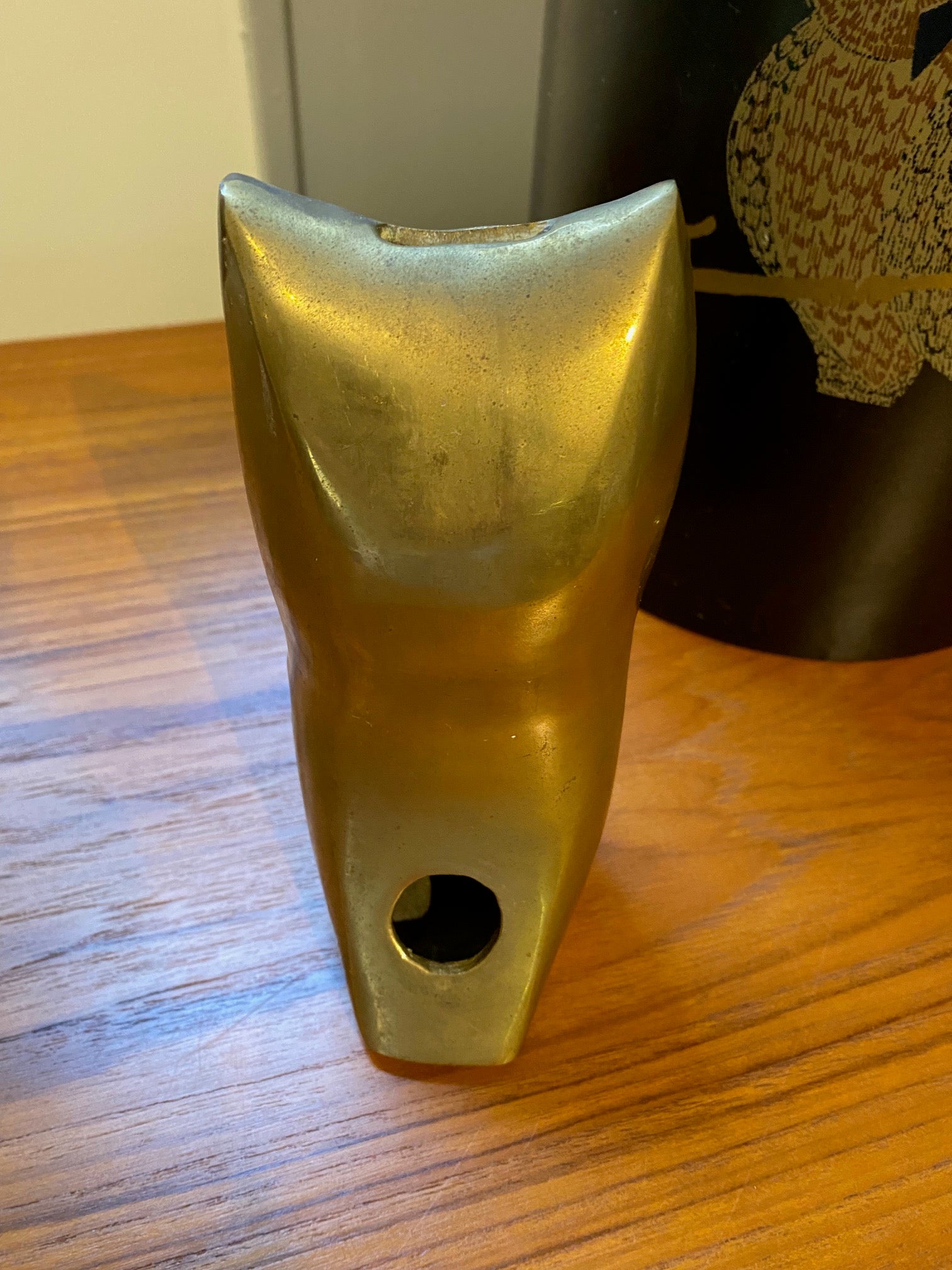 Brutalist Brass Owl Piggy Bank