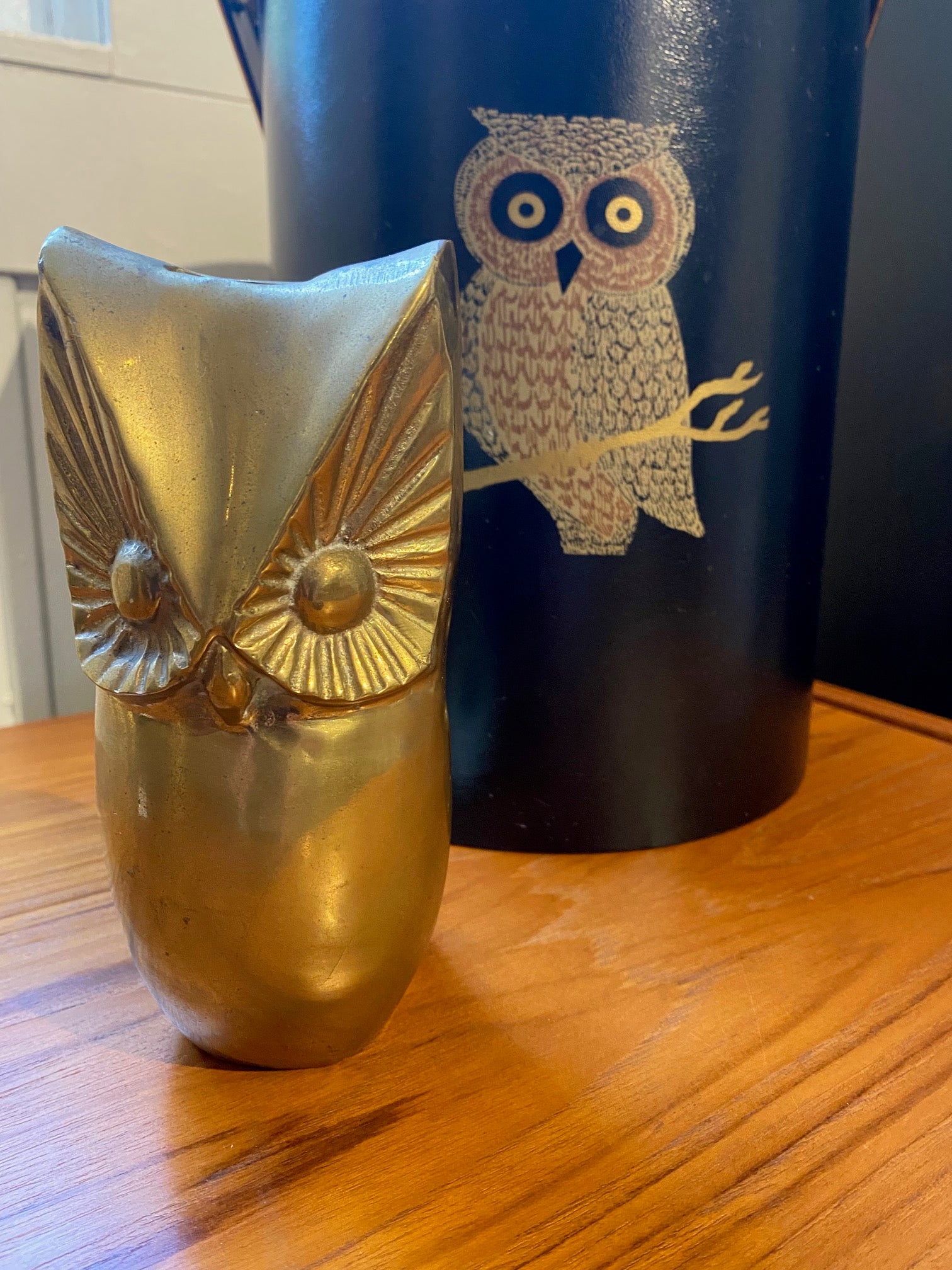 Brutalist Brass Owl Piggy Bank