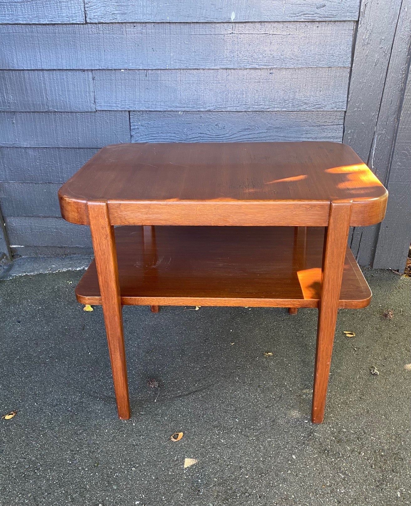 Vintage Mahogany End Table with Magazine Shelf