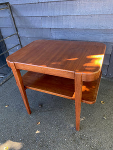 Vintage Mahogany End Table with Magazine Shelf