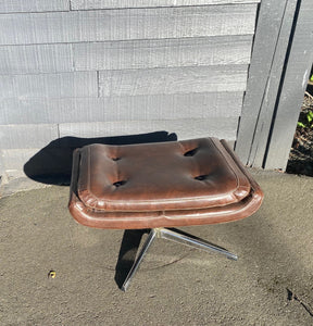 Vintage Brown Ottoman with Chrome Spoke Legs