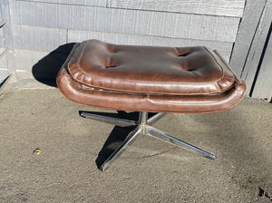 Vintage Brown Ottoman with Chrome Spoke Legs