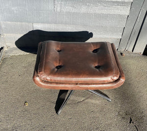 Vintage Brown Ottoman with Chrome Spoke Legs