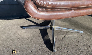 Vintage Brown Ottoman with Chrome Spoke Legs