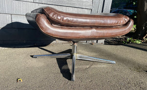 Vintage Brown Ottoman with Chrome Spoke Legs