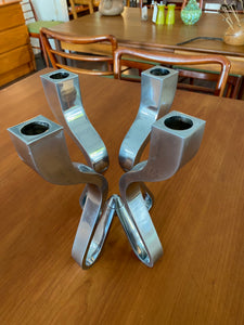 Die-cast four arm metal candle holder with matt chrome finish. Designed by Karim Rashid for Umbra- Cook Street Vintage