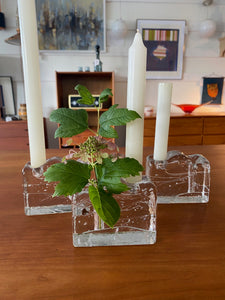 Vintage Nybro Glass Bud Vase with Candle Holder