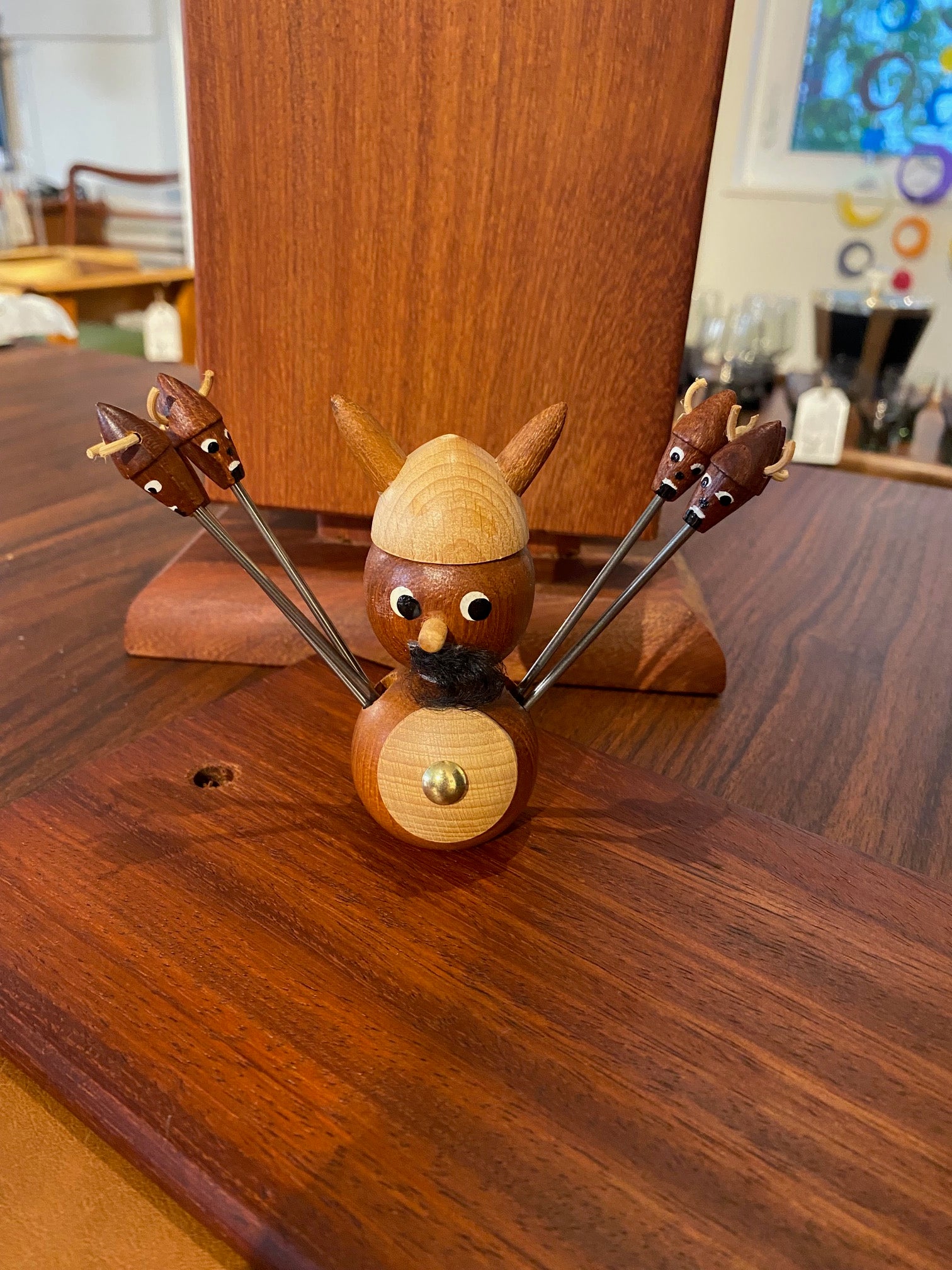 Vintage Teak Wood Viking Cocktail Forks