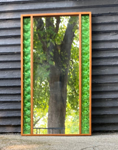 MCM Danish Mirror With Green Glass Edge