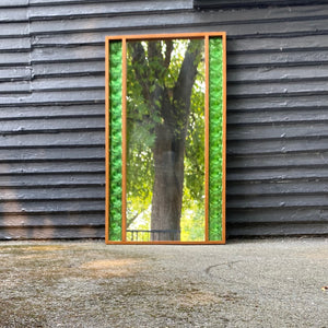 MCM Danish Mirror With Green Glass Edge