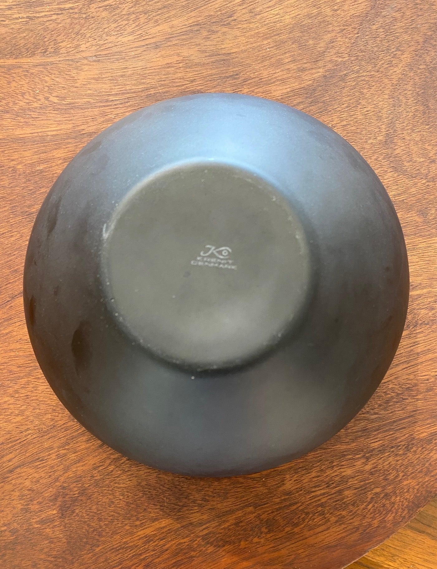 Bottom of Vintage metal bowl designed by Herbert Krenchel for Krenit. Made in Denmark-Cook Street Vintage