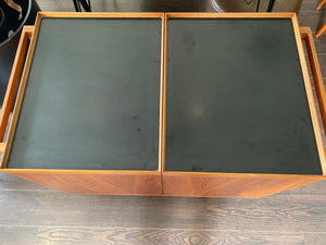 Laminate top of Niels Erik Glasdam Expandable Teak Bar Cart- Cook Street Vintage