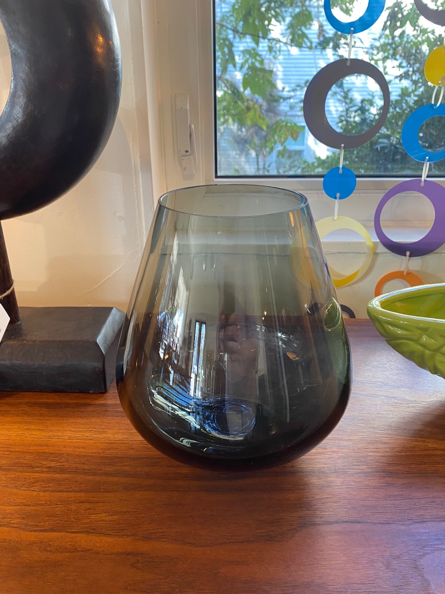 Large 1960s Smoke Glass Vase