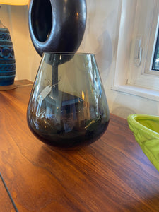 Large 1960s Smoke Glass Vase