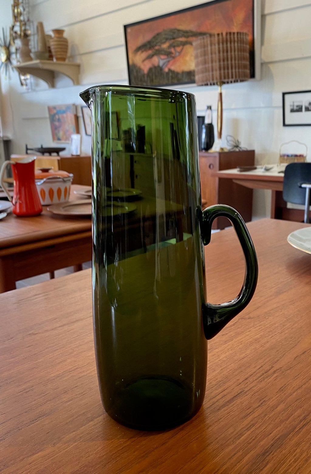 Gorgeous and rare iittala smoke green jug/ pitcher by Erkki Vesanto- Cook Street Vintage